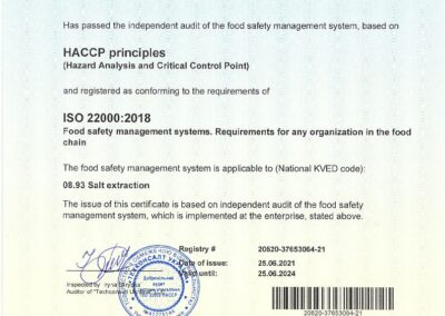 Certificate HACCP 25.06.2021