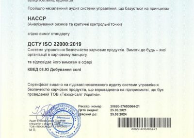 Сертификат HACCP от 25.06.2021